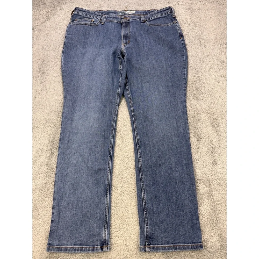 Carhartt Jeans Women 18‎ (38x30) Blue Relaxed Fit Straight Leg Workwear Denim